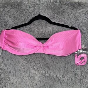 PINK‎ Victoria's Secret Strapless Twist Front Bikini Top Bright Pink Size L